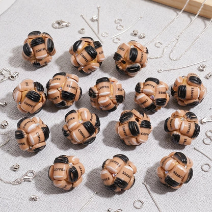 18mm Round Coffee Cup Gemstone Decor Loose Beads Bulk for Beadable Pen DIY Keychain Bracelet Jewelry Making Wholesale