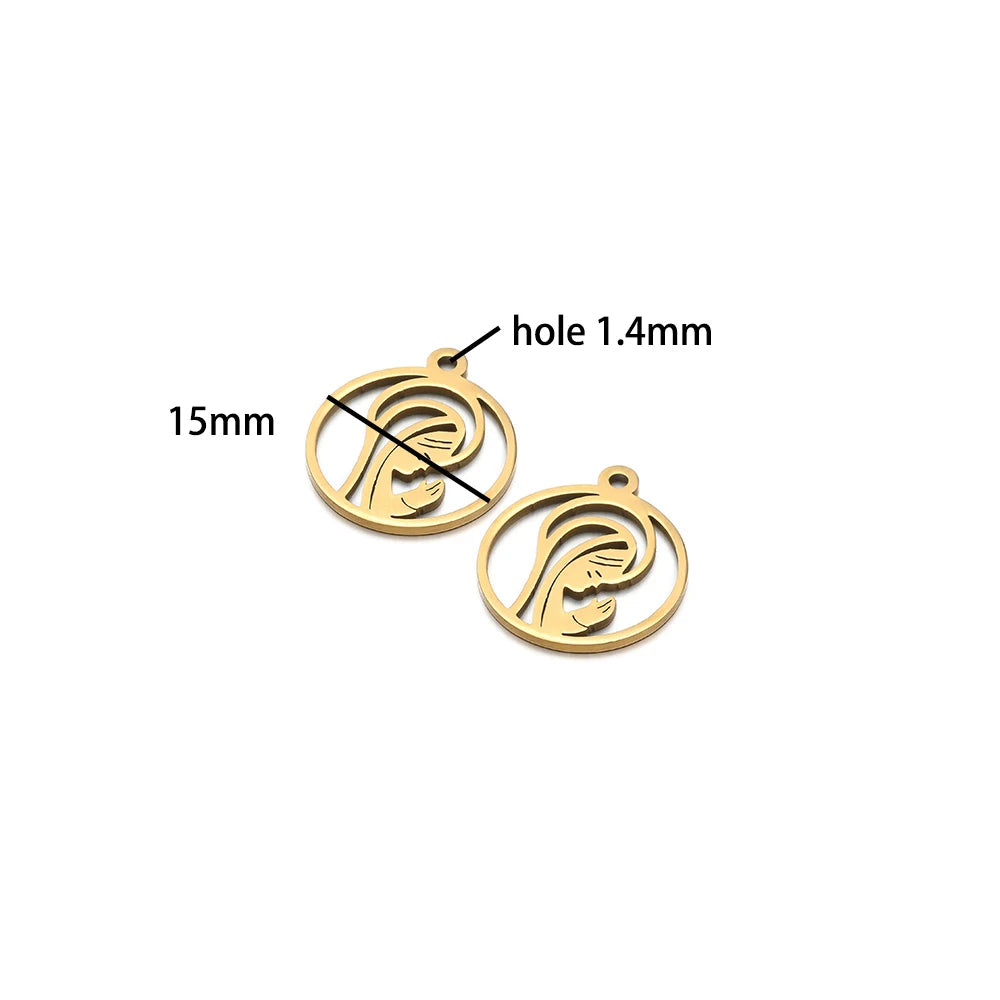 DIY Pendants Stainless Steel 18k Gold Plated Hollow Cactus Butterfly Star Sun Eyes Charm Pendants for Jewelry Necklace Making
