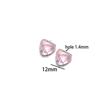Love Charm 304 Stainless Steel 18k Gold Plated 12mm Heart Crystal Charm Pendant for Jewelry Necklace Making