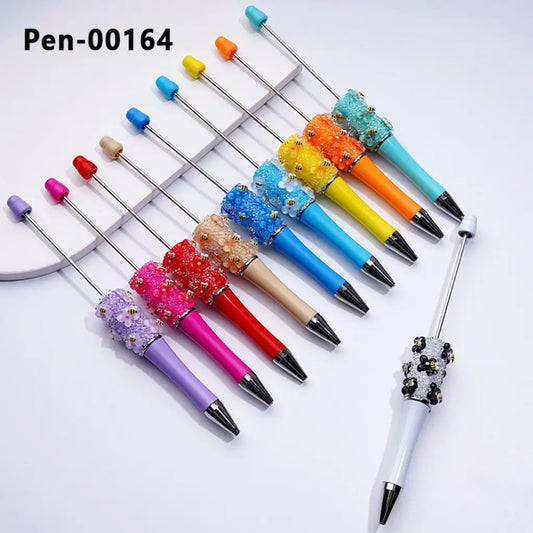 Cute Bee Flower Ballpoint Pen with Clear Sugars Design Plastic Material Portable for Gift Party Favors