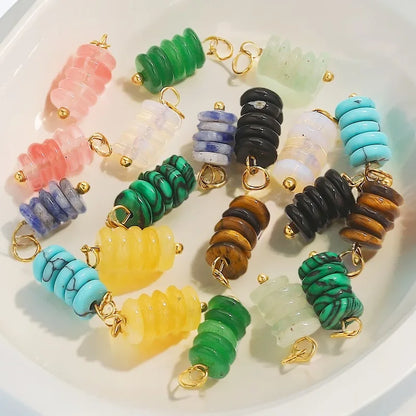 New Style Fashion Stainless Steel Gold Plated Tiger's Eye Stone Beads Charm Pendant for Earring Jewelry Making Accessories