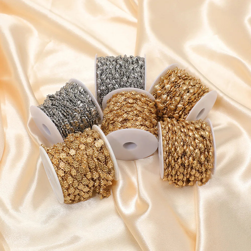 D864 Waterproof Stainless Steel Chain Heart cat Paw Shape Bulk Link Roll Chain for Necklace Bracelet Diy