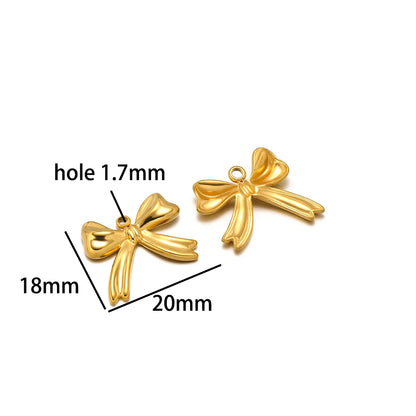 New Handmade DIY Jewelry Accessories 18k Gold Plated Stainless Steel Pearl Bowknot Charm Pendant for Women Jewelry Making