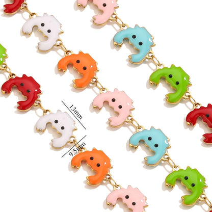 D829 Stainless Steel Ocean Series Enamel Roll Chains Starfish Octopus Fish Connector Chains DIY for Bracelet Necklace Making