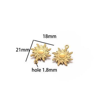 Vintage Fashion Stainless Steel Gold Plated Moon Hand Round Cross Sun  Eye Charm Pendant for Jewelry Necklace Earring Making