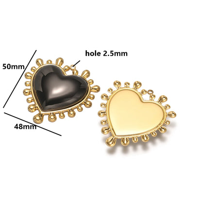 New Arrival Stainless Steel 18k Gold Plated Sun Big Heart Shape Charms Pendant for DIY Jewelry Necklace Making