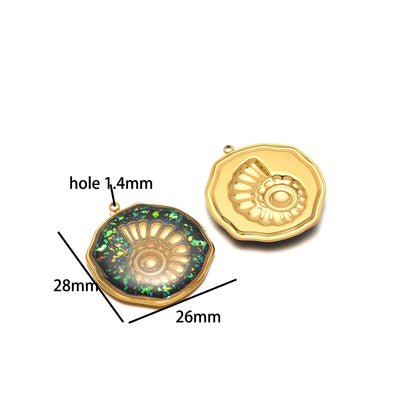 French Retro Stainless Steel 18k Gold Plated One Side Enamel Owl Starfish Conch Charm Pendant for DIY Jewelry Necklace Making