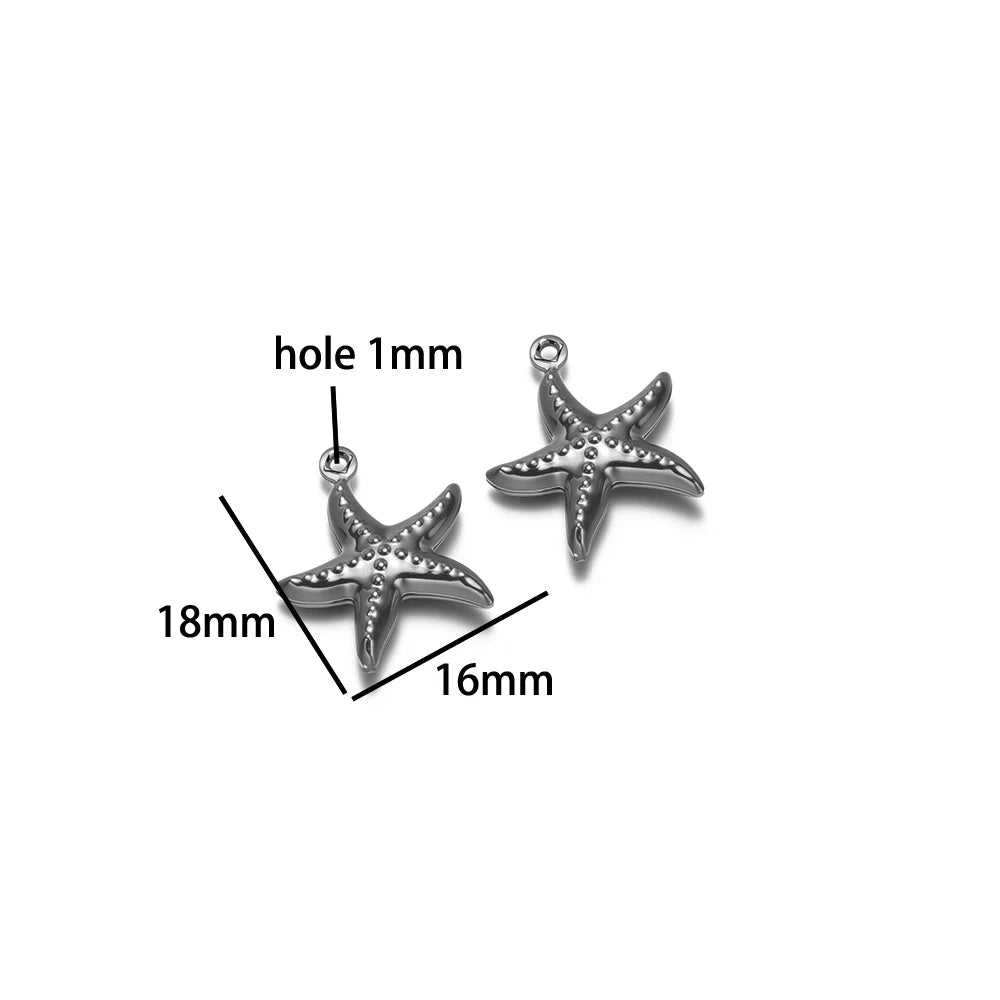 Vintage Stainless Steel 18k Gold Plated Shell Starfish Sea Turtle Sea Snail Charm Pendant for Jewelry Necklace Making