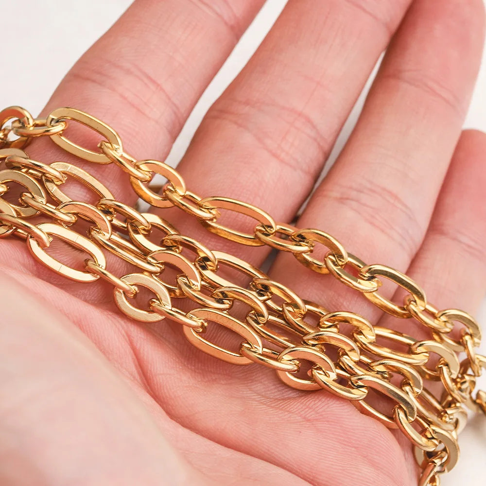 E069 0.25mm Thin Simple Chain Fashion Plated Gold Stainless Steel Cross Bulk Chain Jewelry Custom
