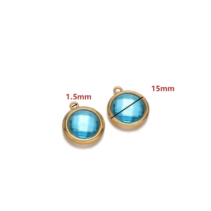 18K Gold Plated Stainless Steel Enamel Round Pendant Findings for Necklace Earrings Garment Making