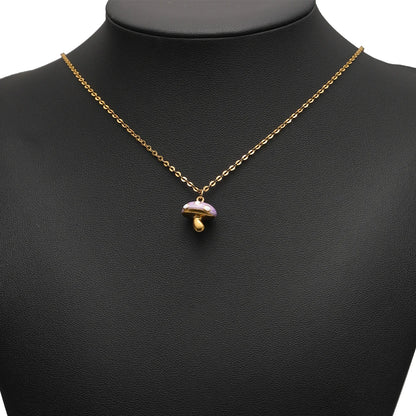 Gold Plated Mushroom Charm with Light Blue Enamel for DIY Jewelry Making, Cute Mushroom Pendant for Necklace Bracelet