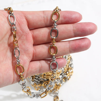 D376 High Quality Stainless Steel Chain Bulk Roll Link Chain Gold Silver Mix Plated Chain for Necklace Bracelet Diy