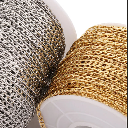 E481 2mm Removable Threaded Cuban Stainless Steel Chain Jewelry Making Loose Chain Bracelet Necklace Earring Chains