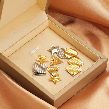 Wholesale Stainless Steel  Gold Plated Heart Rhomboid Five-pointed Star Triangle Charms for Jewelry Necklace Earring  Making