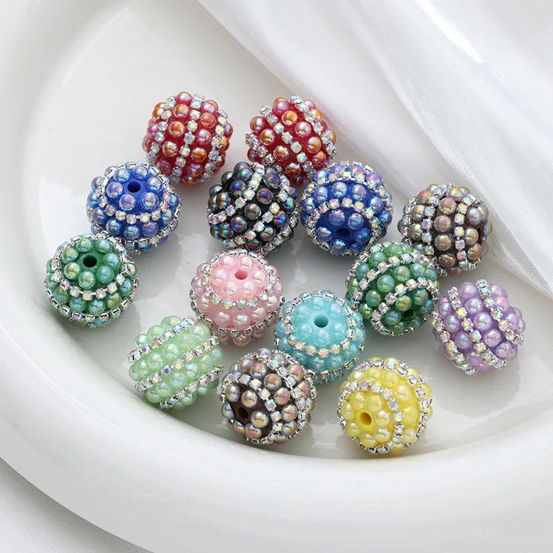 Acrylic Resin Ball Jewelry with Disco Crystal Pearl Rhinestones & Chunky Beads-Random Mix