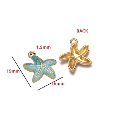 High Quality Jinrou 18K Gold Plated Stainless Steel Enamel Starfish Shape Pendant for Necklace and Earrings Jewelry Making