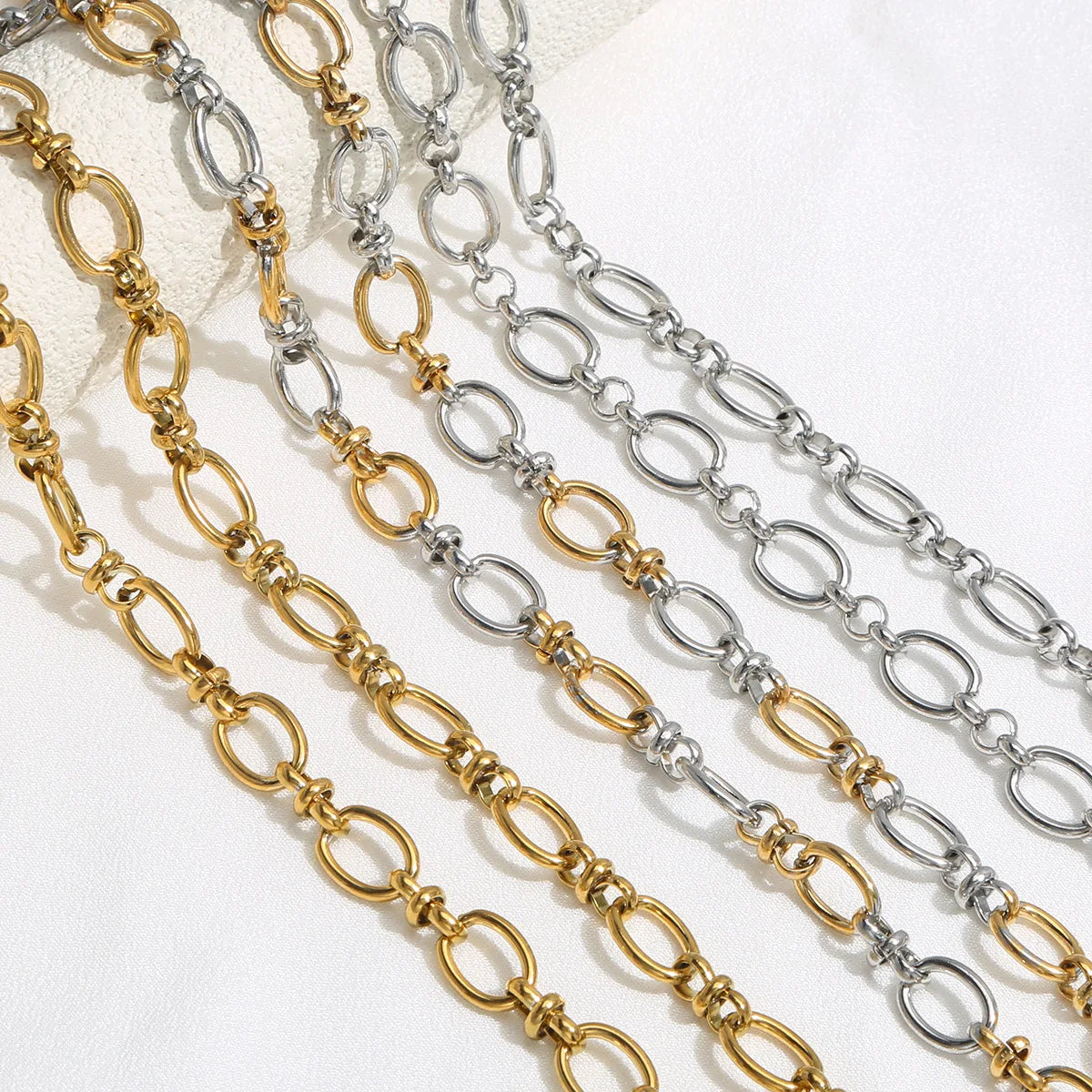 D376 High Quality Stainless Steel Chain Bulk Roll Link Chain Gold Silver Mix Plated Chain for Necklace Bracelet Diy