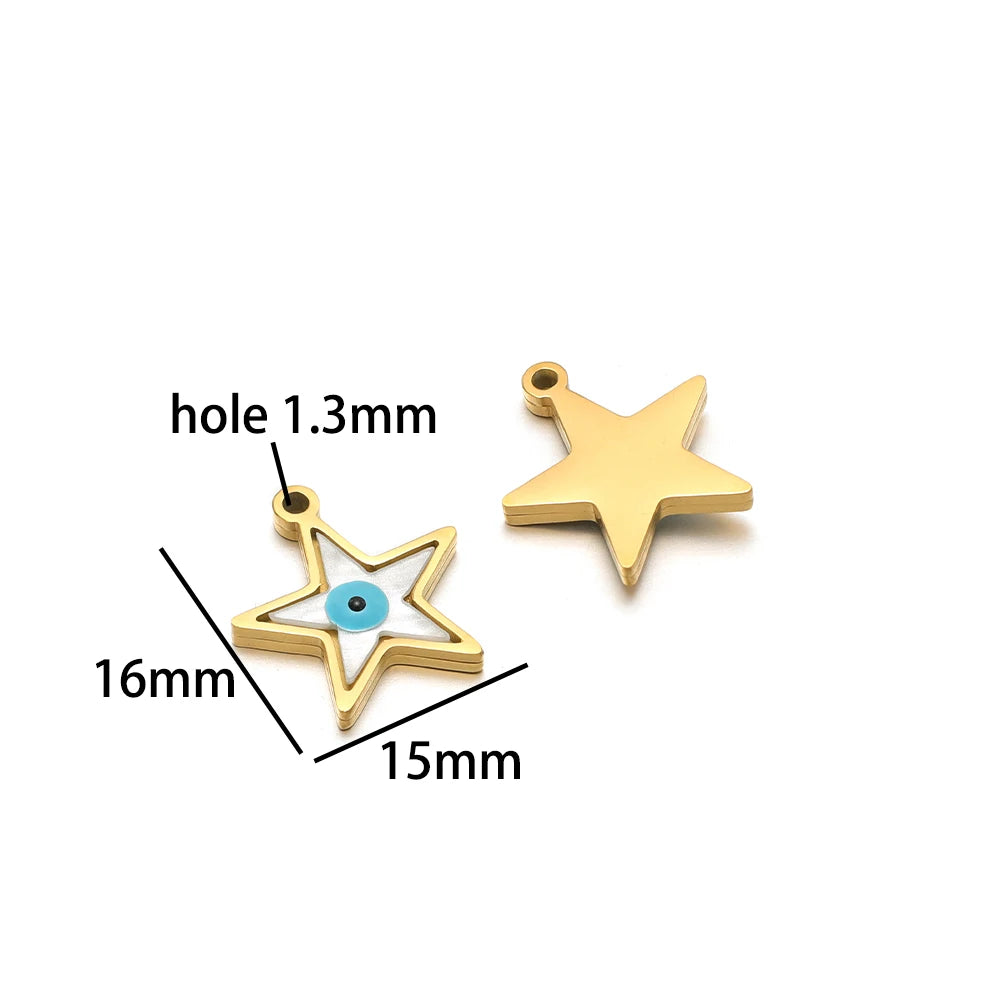New Style 18k Gold Plated Stainless Steel Cross Star Butterfly Eye Enamel Zircon Charm Pendant for Jewelry Making Accessories