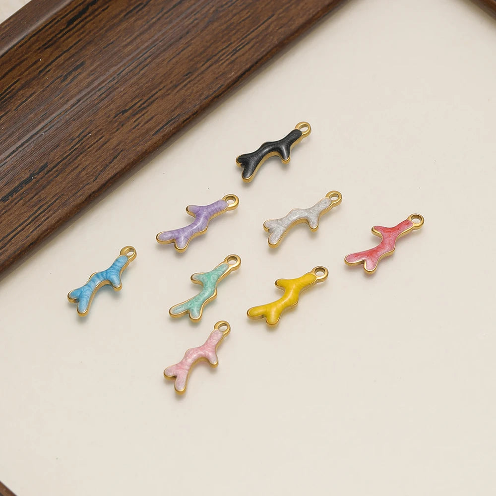 18k Gold Plated Stainless Steel Double-sided Enamel Starfish Charm Pendant for Handmade Necklace Jewelry Making