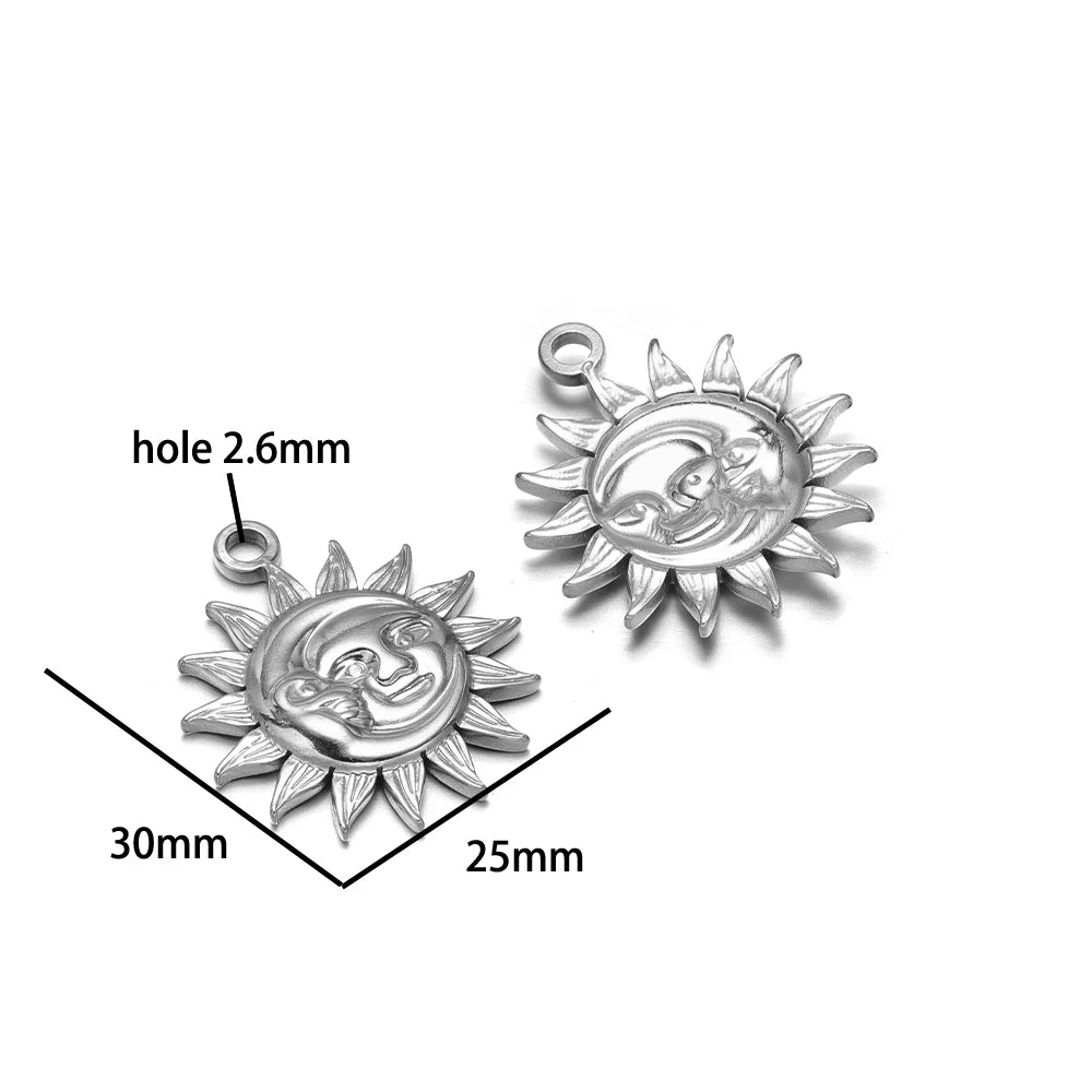 Vintage  DIY Charm 18k Gold Plated Stainless Steel Sun Starfish Flower Charm Pendant for Handmade Necklace Jewelry Making