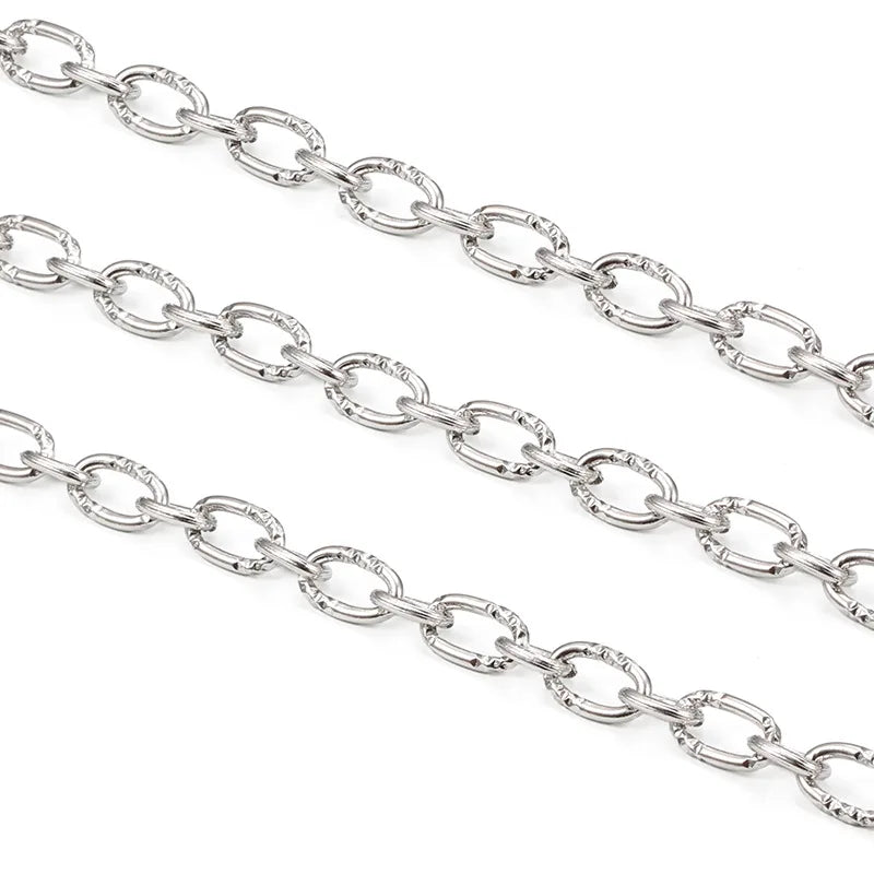 Dull Silver Textured Chunky Chains E698 Heavy Texture Stainless Steel for Jewelry Making Jewelry Findings & Components