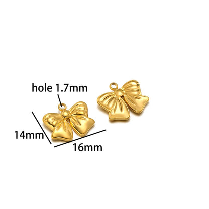 New Handmade DIY Jewelry Accessories 18k Gold Plated Stainless Steel Pearl Bowknot Charm Pendant for Women Jewelry Making