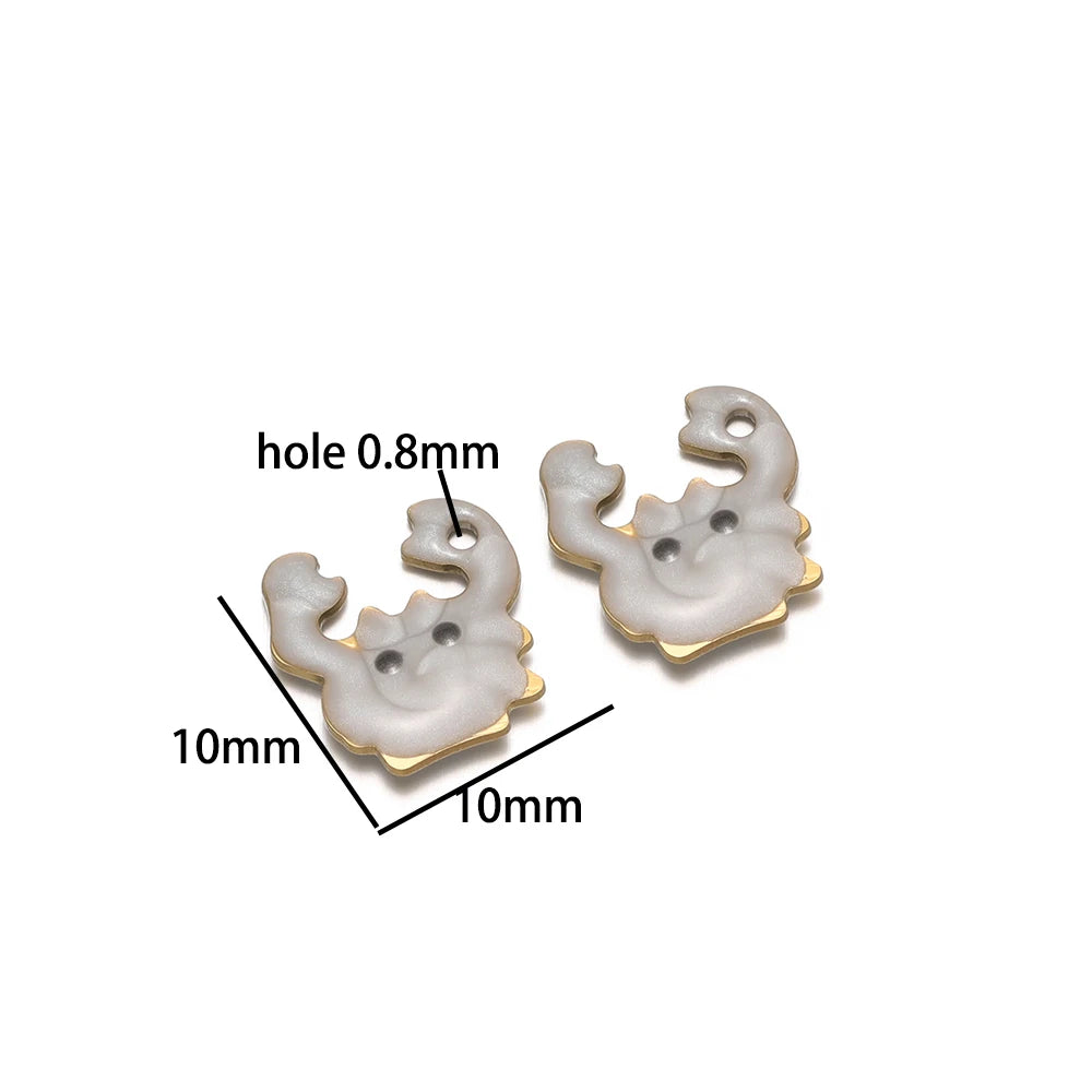 DIY Small Pendant 18k Gold Plated Stainless Steel Enamel Crab Charm Pendant for Jewelry Necklace Making Accessories