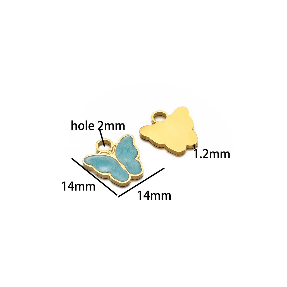 Cute Stainless Steel 18K Gold Plated Enamel Banana Cherry Butterfly Watermelon Charm Pendant for Jewelry Earring Necklace Making