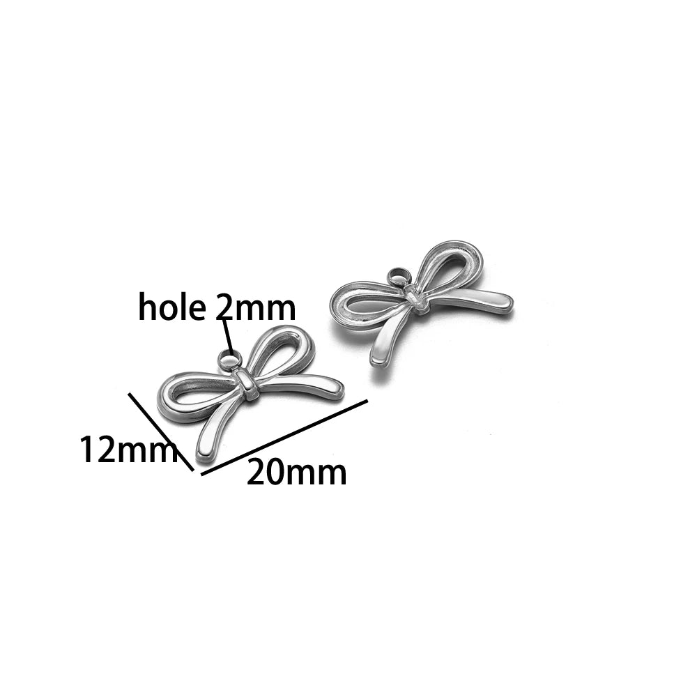 New Handmade DIY Jewelry Accessories 18k Gold Plated Stainless Steel Pearl Bowknot Charm Pendant for Women Jewelry Making