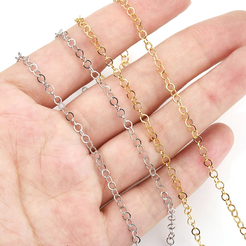 B1589 2mm 3mm Gold Silver O Chain Hot Selling Stainless Steel Chain Necklace Chain Jewelry Accessory