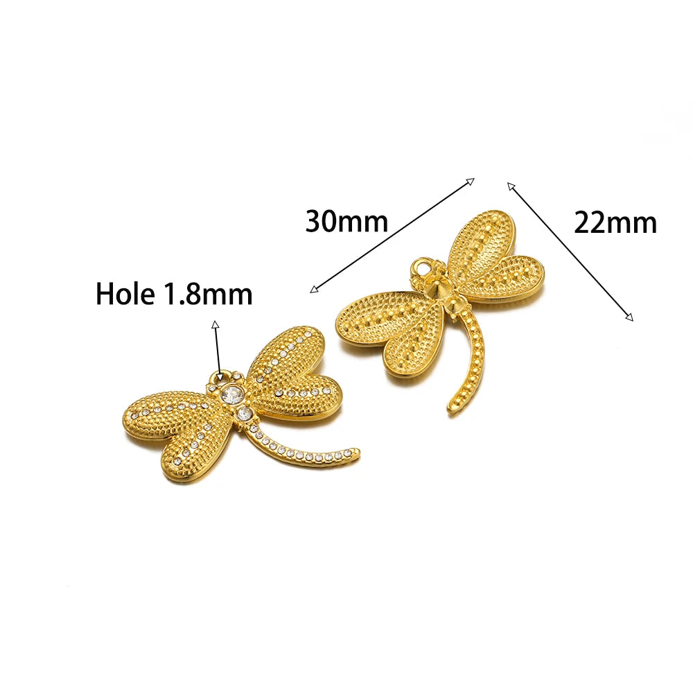 High Quality Stainless Steel Gold Plated Enamel Turtle Conch Starfish Dragonfly Heart Charms Pendant for Jewelry Necklace Making