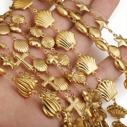 A2836 Amazing Hot Sea Ocean Shell Chain Gold Plated Cross Chain for Necklace Bracelet Making Diy