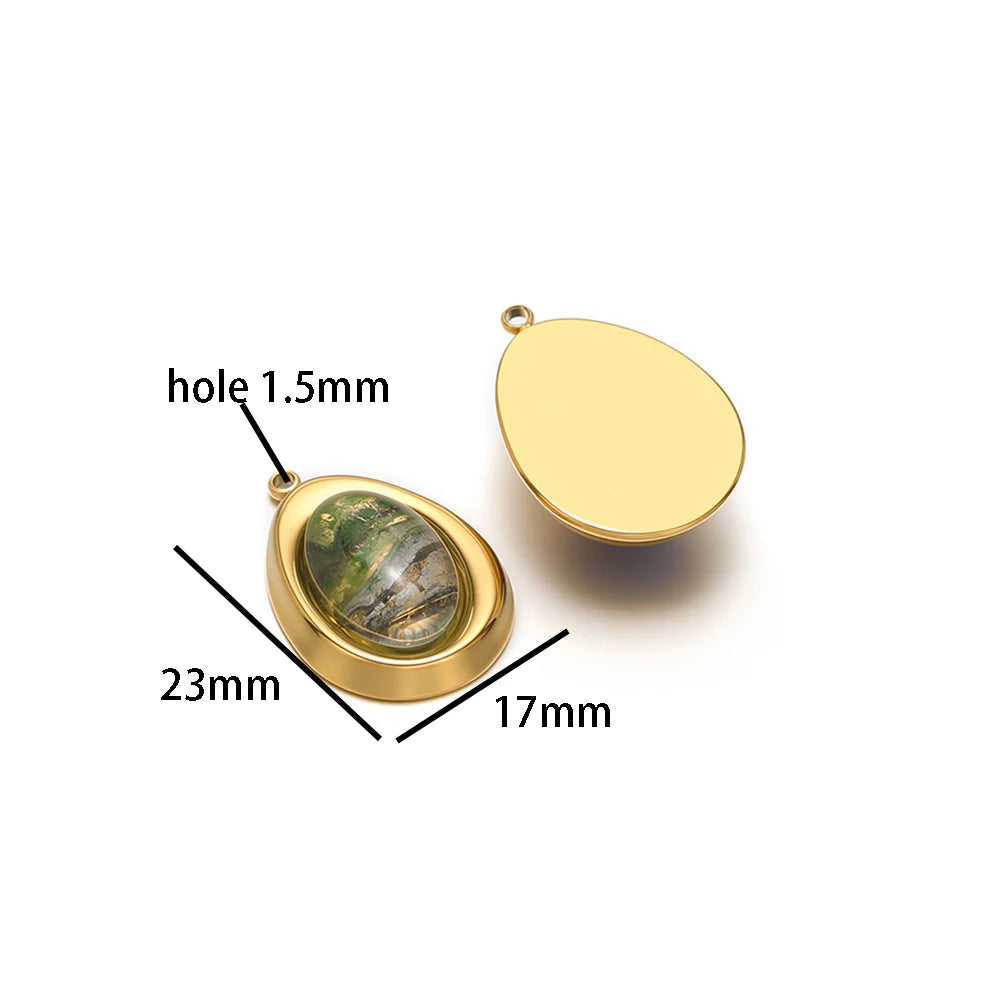 Vintage French 18k Gold Plated Stainless Steel Irregular Coloured Crystal Stone Charm Pendant for Necklace Jewelry Making