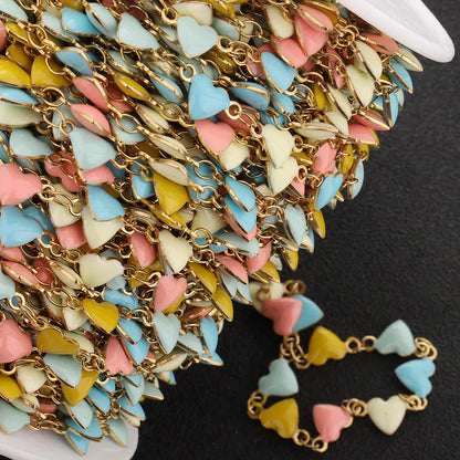E364 Fashion Enamel Heart Star Handmade Chains for Necklace Bracelets Making Accessories Jewelry Components Supplies