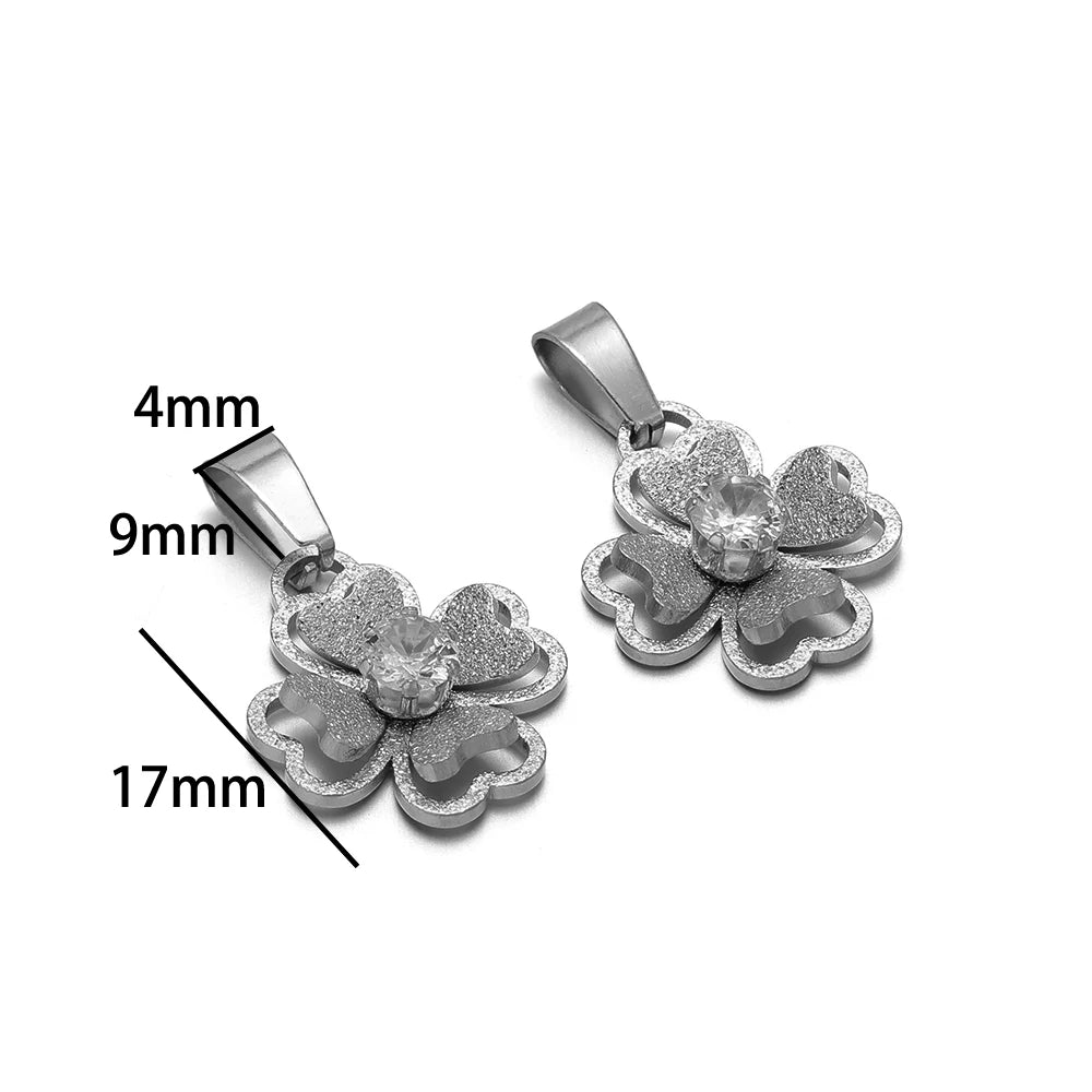 18k Gold Plated Stainless Steel Hollow Butterfly Wing Flower Zircon Charm Pendant for DIY Jewelry Making