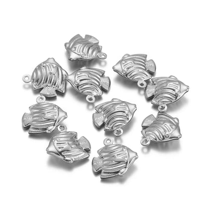 Fashion Stainless Steel 18k Gold Plated Hollow Fish Shell Charm Pendant for Jewelry Necklace Making Accessories