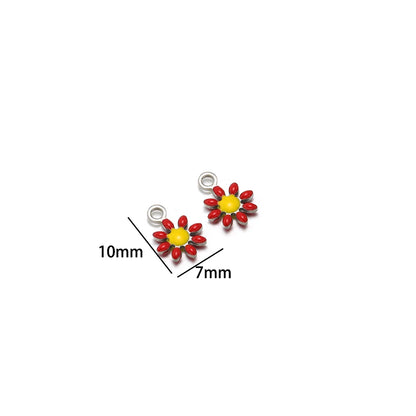 High Quality 304 Stainless Steel 18k Gold Plated Enamel Flower Charms Pendant for Jewelry Necklace Making