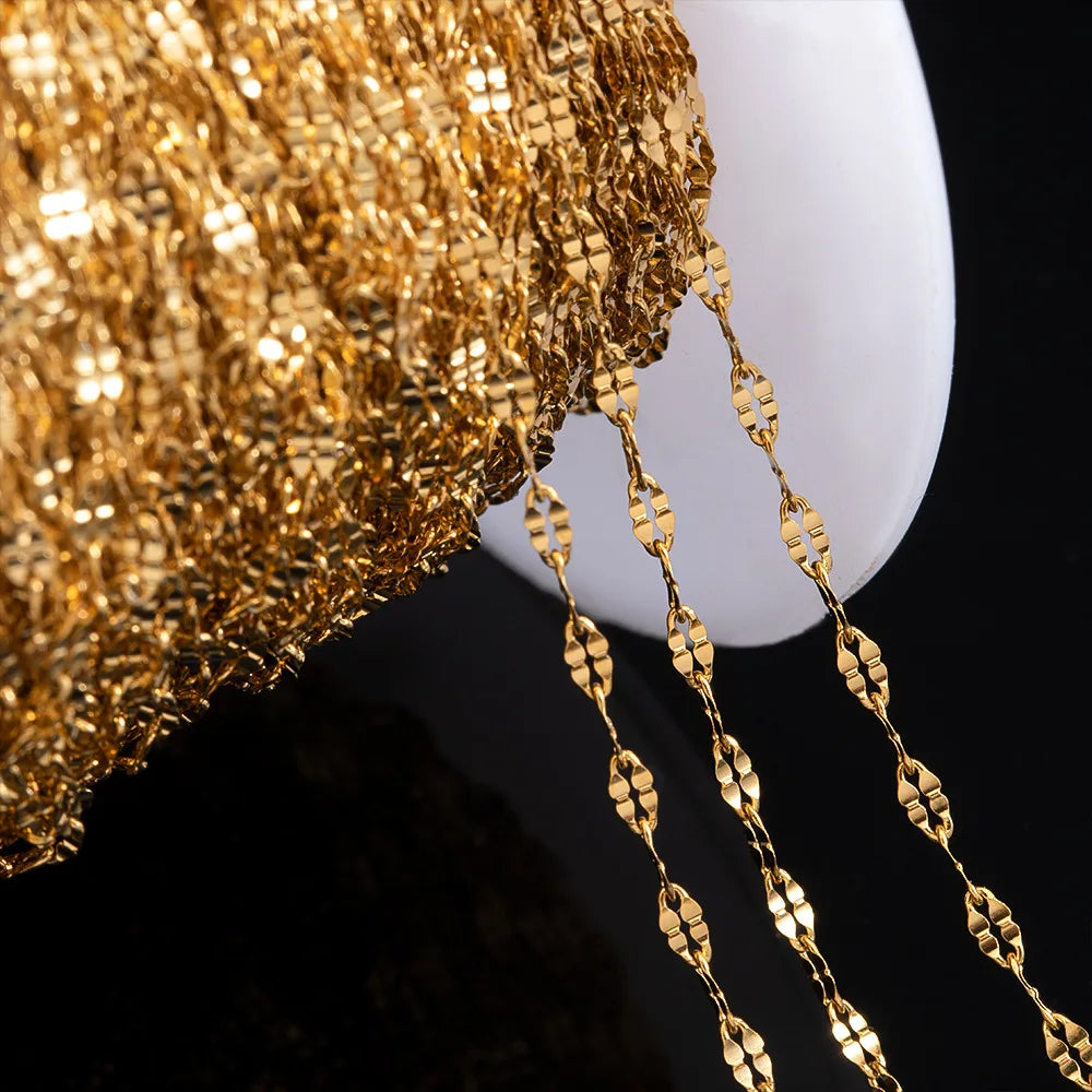 E130 Fashion Silver Gold Plated Chain Waterproof Stainless Steel Link Chains Lip Shape Chains for Jewelry Custom