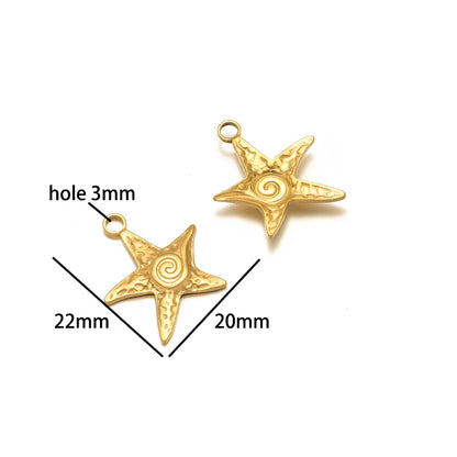 Ocean Style Sea Star Charm Stainless Steel 18K Gold Plated Starfish Charm Pendant for Jewelry Earring Necklace Making
