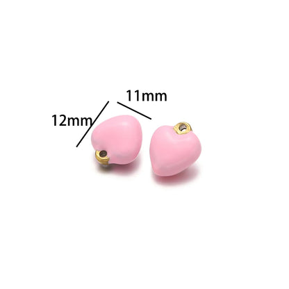 304 Stainless Steel Gold Plated Colorful  Minimalist Heart Enamel Charm Pendants for Necklace Making