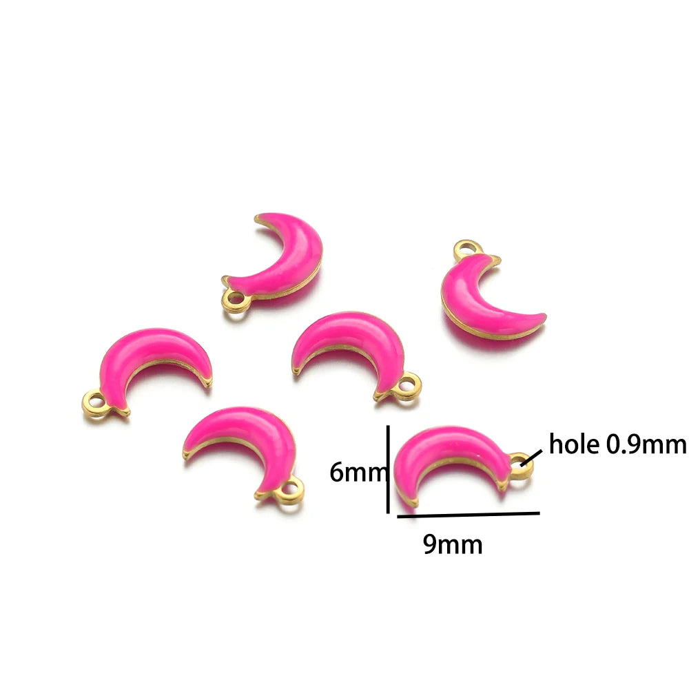 Luxury Charms 304 Stainless Steel 18k Gold Plated Moon Star Cross Lightning Enamel Charm Pendant for DIY Jewelry  Making