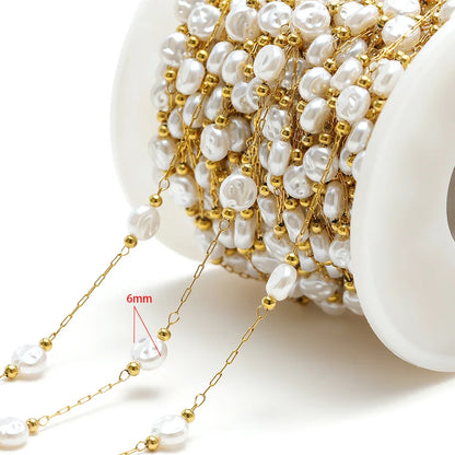 E561 Non-Tarnish 18K PVD Gold Stainless Steel Chains Fashion Artificial Pearl Star Moon Component Jewelry Findings Components