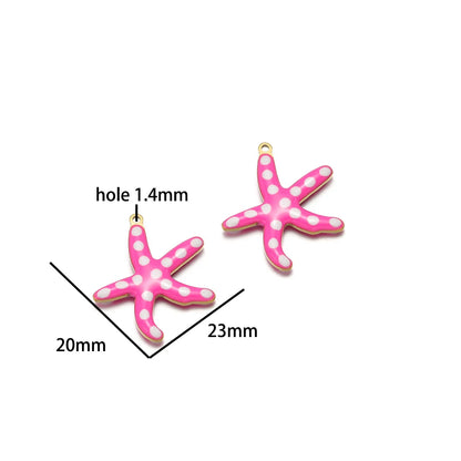Wholesale Enamel Charms 18k Gold Plated Stainless Steel Enamel Starfish Fish Charm Pendant for DIY Necklace Jewelry Making