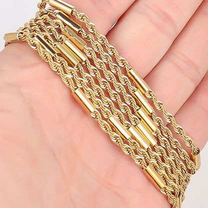 E399 2.5mm Twist-link Chain PVD Plated Gold Silver Thin Chain Permanent Stainless Steel Chain for Diy