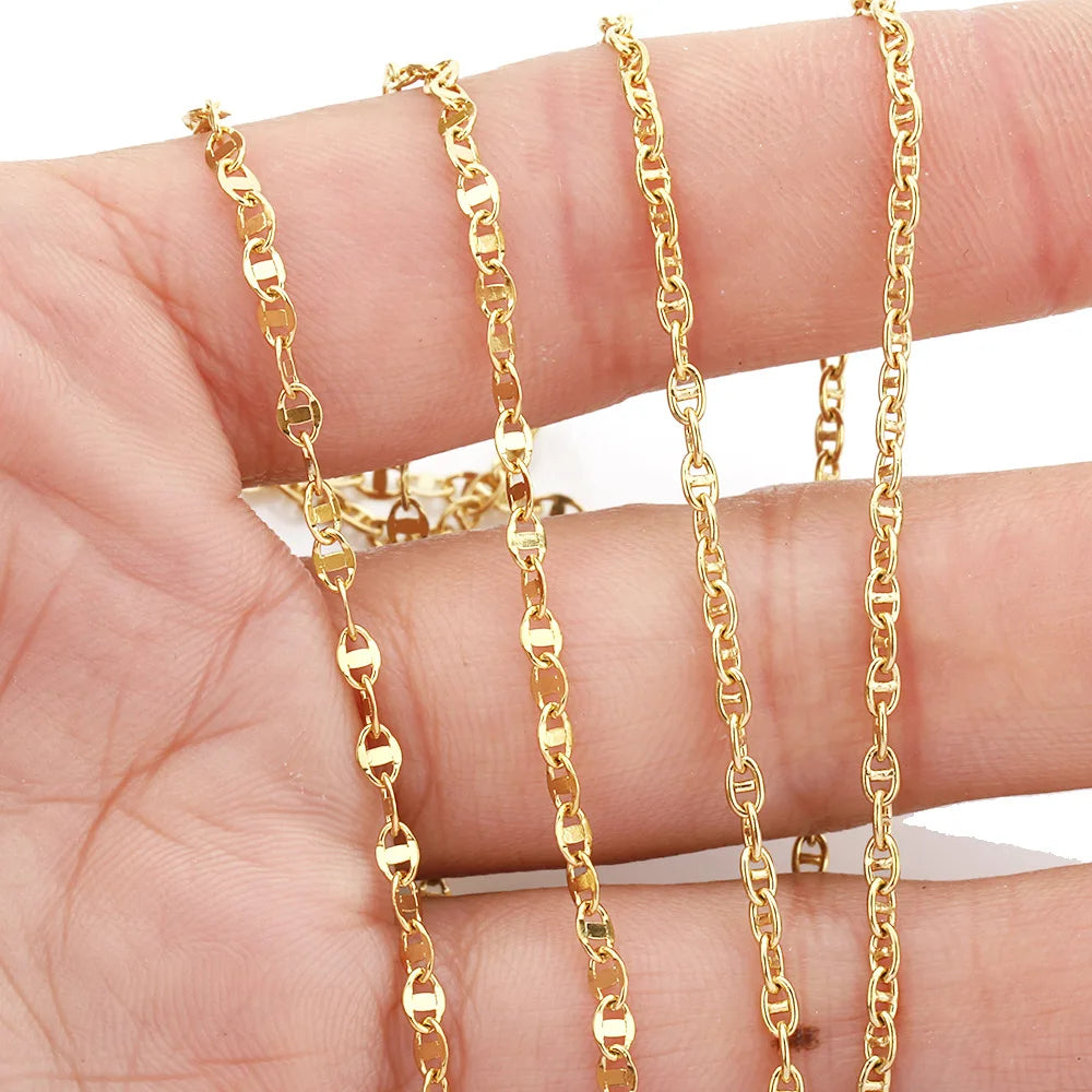 B4584 18k Gold Plated Chain Vacuum Stainless Steel Chain Pig Nose Chain for Jewelry Diy