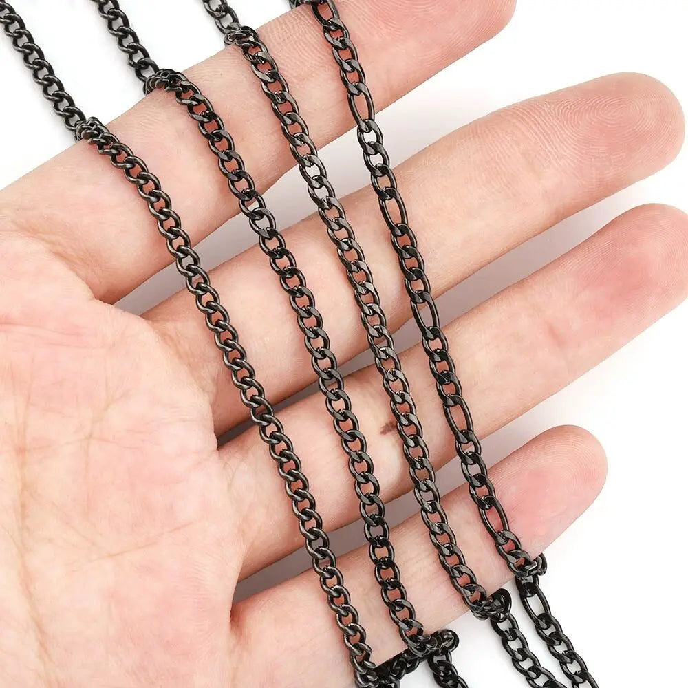 B971 Cuban Chain Stainless Steel Black Chain Plating Twist Chain Color Retention Figaro Jewelry Diy