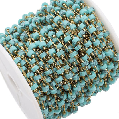 A2757 Fashion Colorful Natural Stone Beads Chain Beaded Rosary Stainless Steel Chain for Necklace Bracelet Making Diy