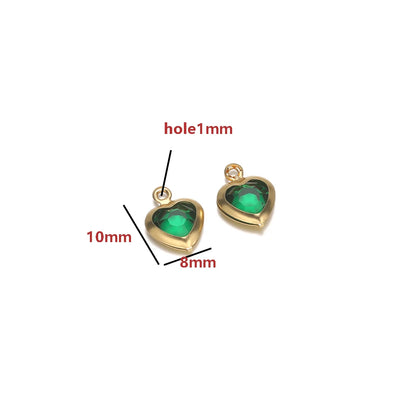 Gold Plated Heart Charms with Colored Glass DIY Jewelry Making Pendant Accessories Wholesale