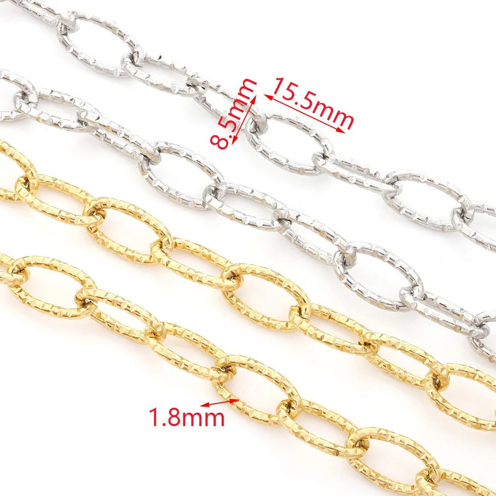 B648 18kgold Silver Plating Paper Clip Chain Wholesales Flat Stainless Steel Chain Simple Style Chains Jewelry