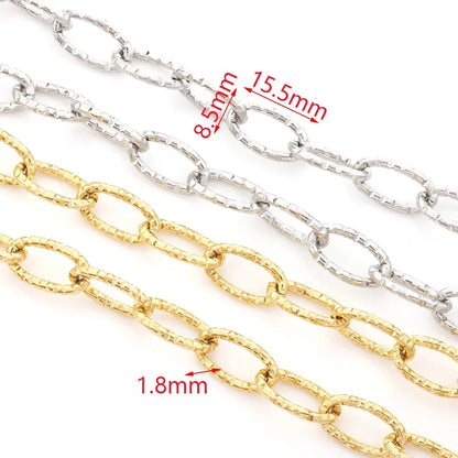 B648 18kgold Silver Plating Paper Clip Chain Wholesales Flat Stainless Steel Chain Simple Style Chains Jewelry